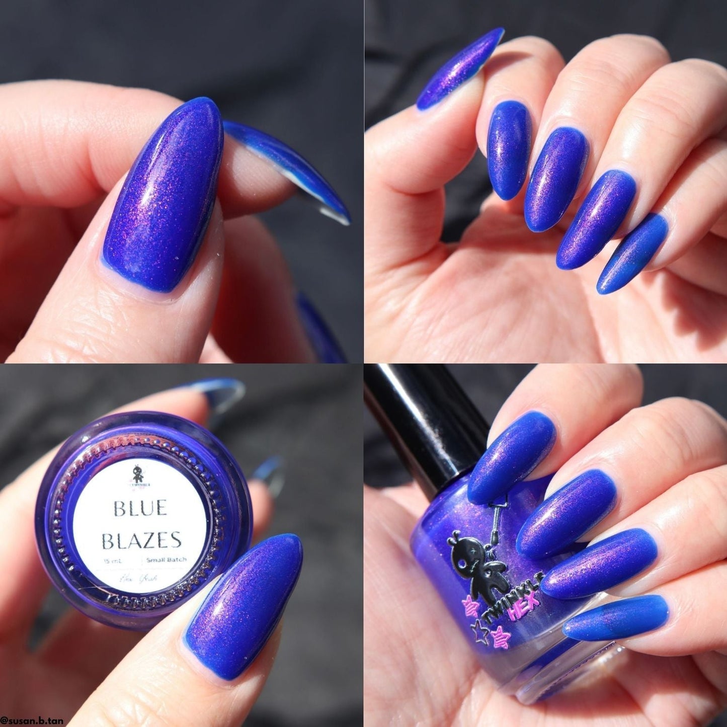 Blue Blazes nail polish by Twinkle & Hex Polish – bold handmade indie nail polish with flakes shimmer