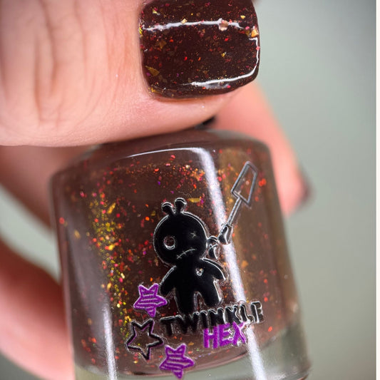 Krampus is Coming nail polish by Twinkle & Hex Polish – bold handmade indie nail polish with flakes shimmer