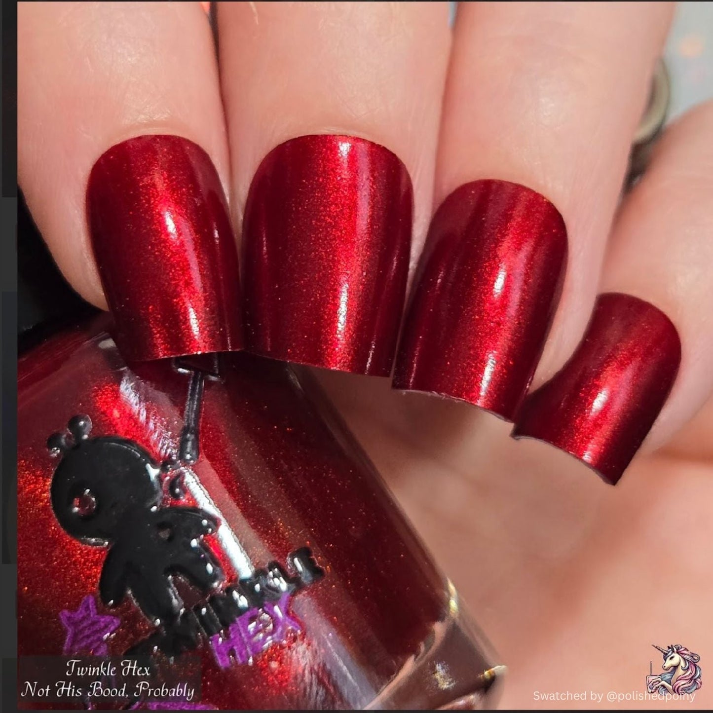 Not His Blood, Probably nail polish by Twinkle & Hex Polish – bold handmade indie nail polish with flakes shimmer