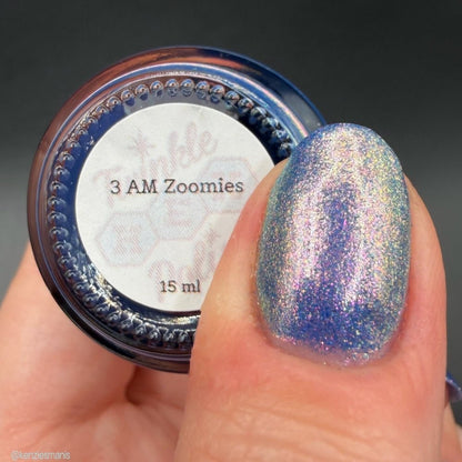 3 AM Zoomies- Team Cat nail polish by Twinkle Hex Polish – bold handmade indie nail polish with flakes shimmer