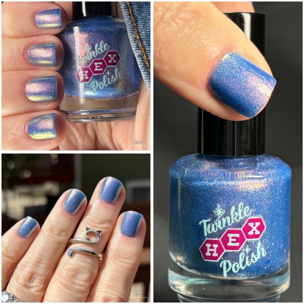 3 AM Zoomies- Team Cat nail polish by Twinkle Hex Polish – bold handmade indie nail polish with flakes shimmer