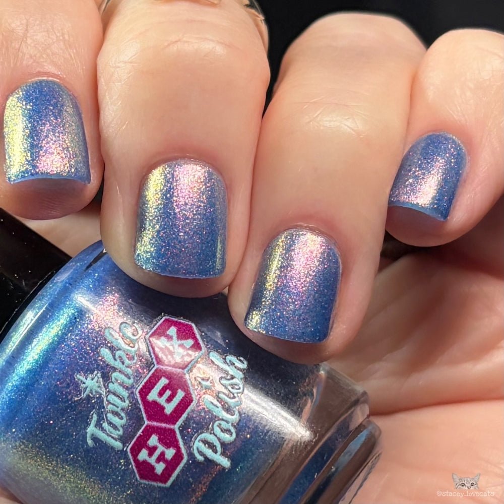 3 AM Zoomies- Team Cat nail polish by Twinkle Hex Polish – bold handmade indie nail polish with flakes shimmer