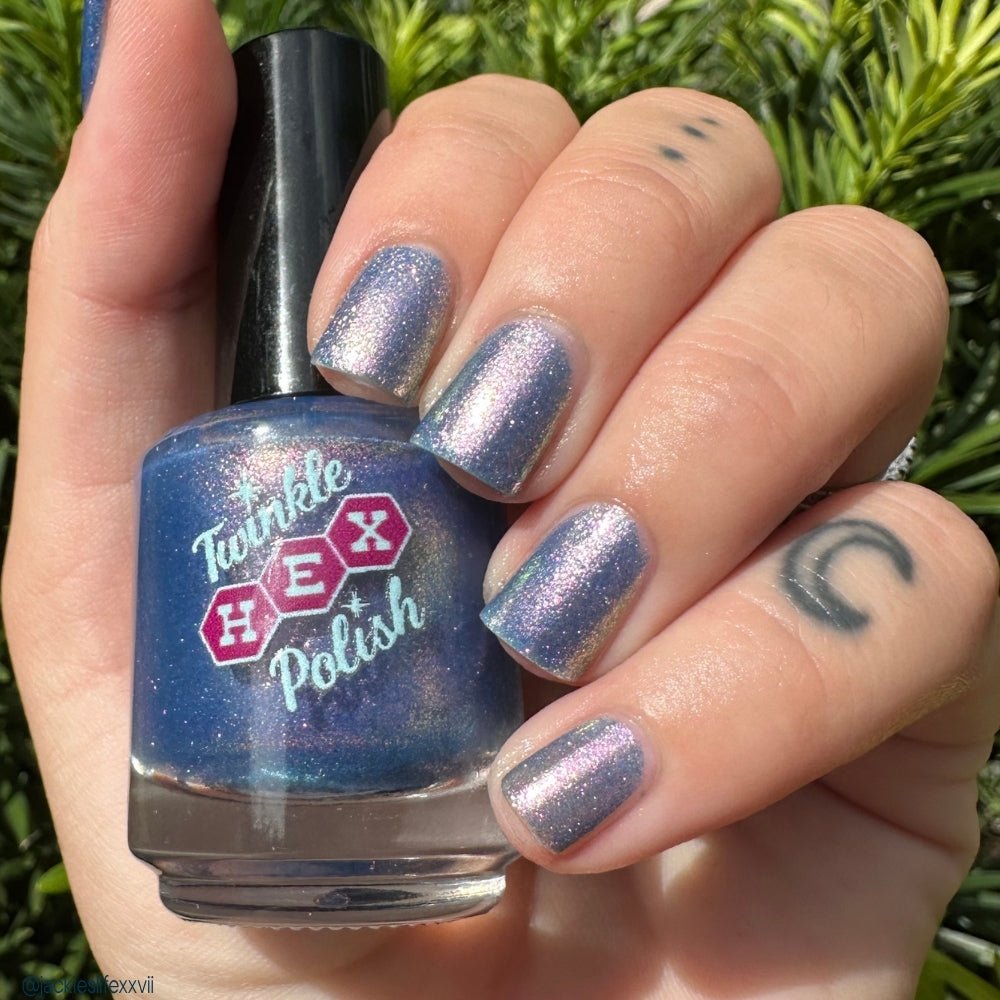 3 AM Zoomies- Team Cat nail polish by Twinkle Hex Polish – bold handmade indie nail polish with flakes shimmer