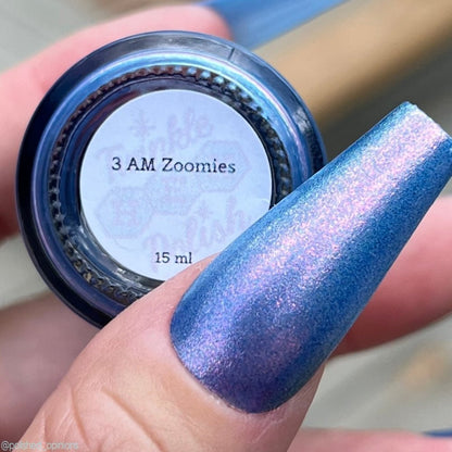 3 AM Zoomies- Team Cat nail polish by Twinkle Hex Polish – bold handmade indie nail polish with flakes shimmer