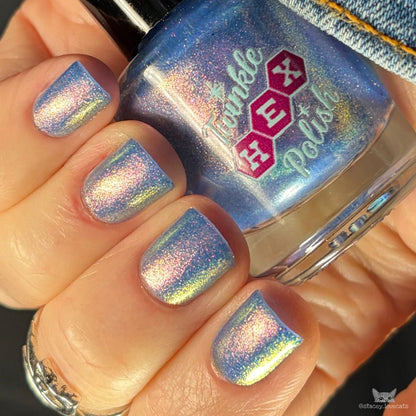3 AM Zoomies- Team Cat nail polish by Twinkle Hex Polish – bold handmade indie nail polish with flakes shimmer