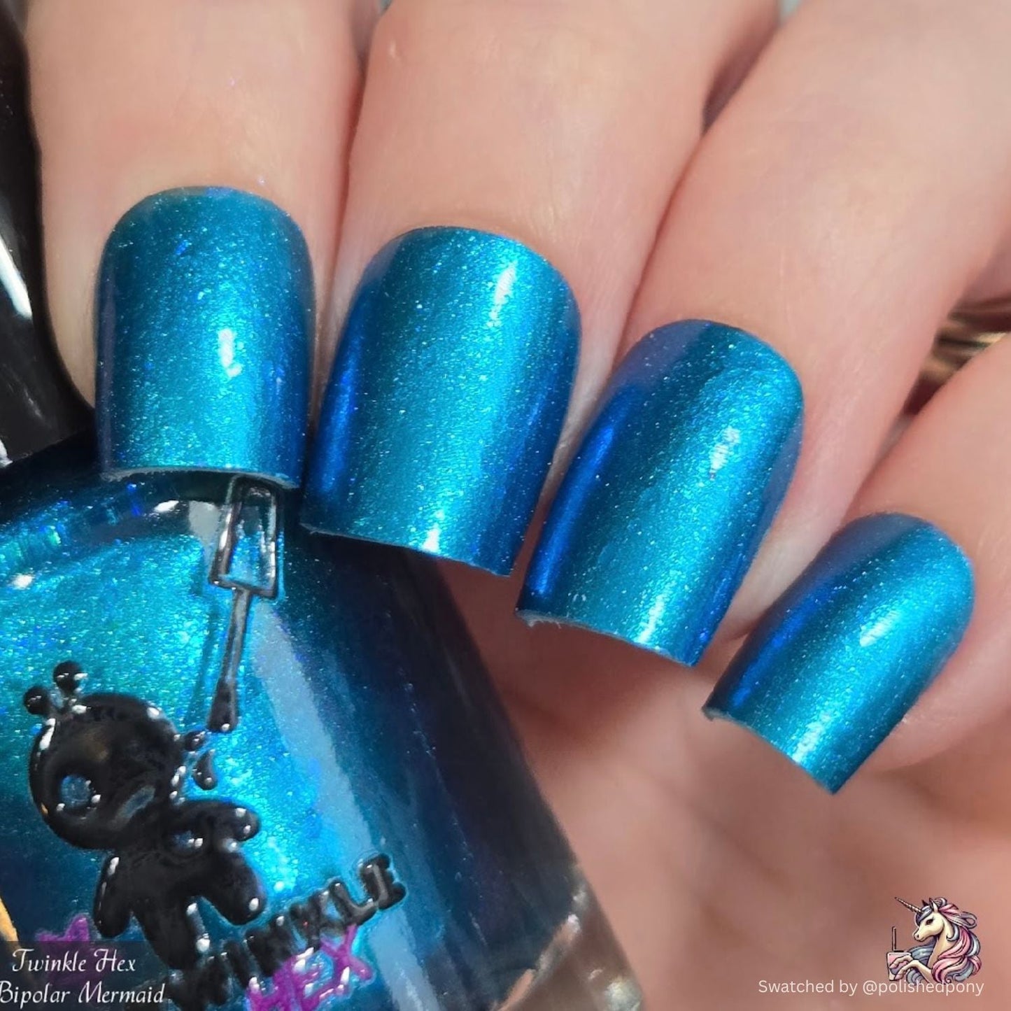 Bipolar Mermaid nail polish by Twinkle & Hex Polish – bold handmade indie nail polish with flakes shimmer