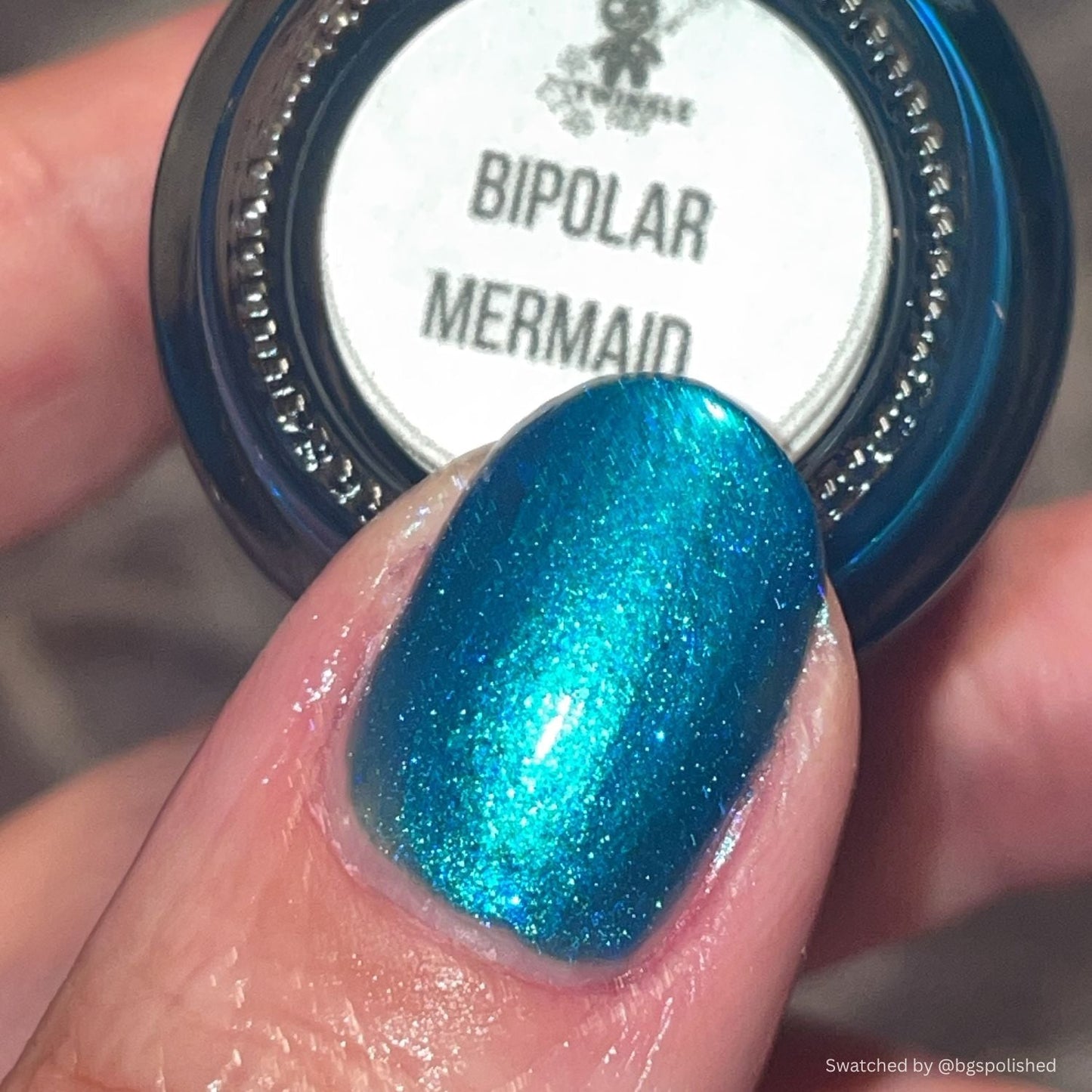 Bipolar Mermaid nail polish by Twinkle & Hex Polish – bold handmade indie nail polish with flakes shimmer