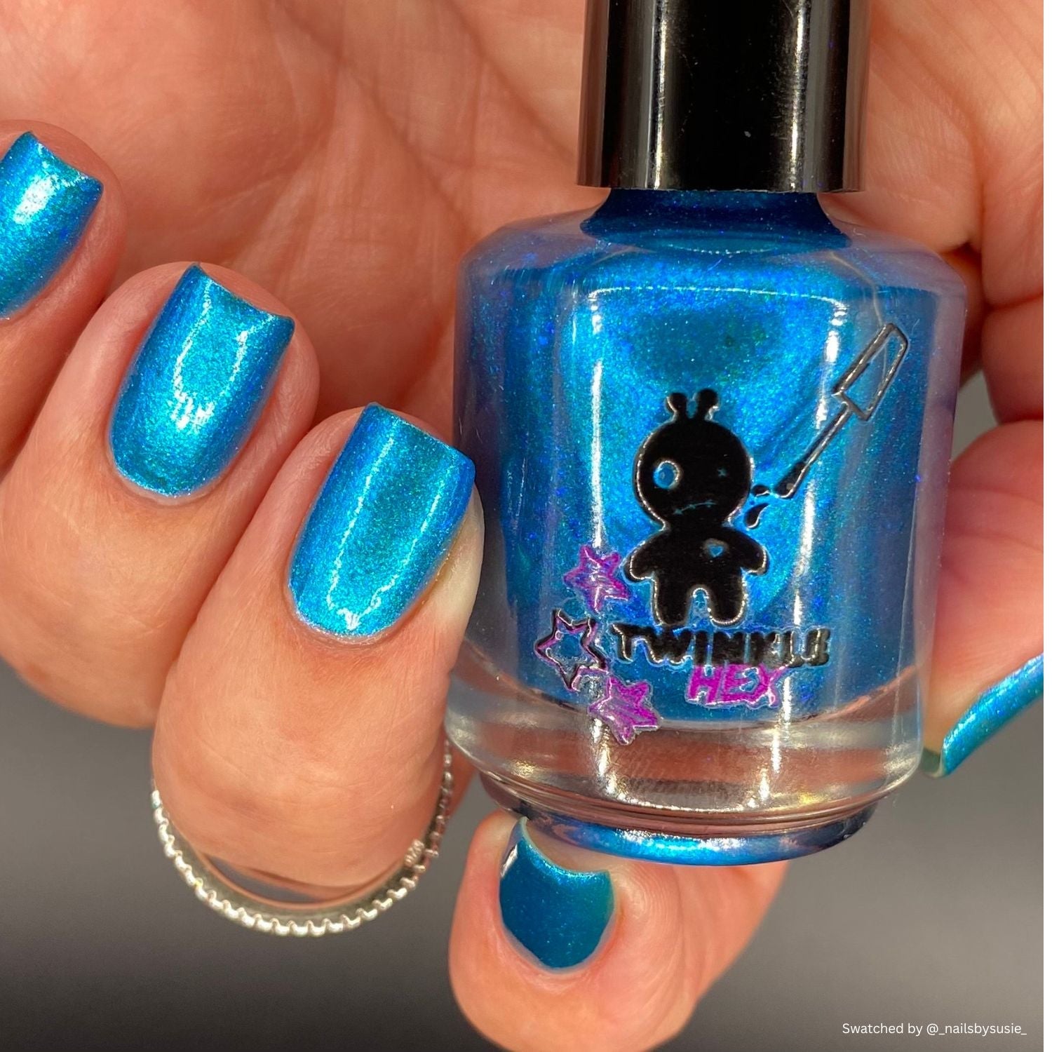 Bipolar Mermaid nail polish by Twinkle & Hex Polish – bold handmade indie nail polish with flakes shimmer