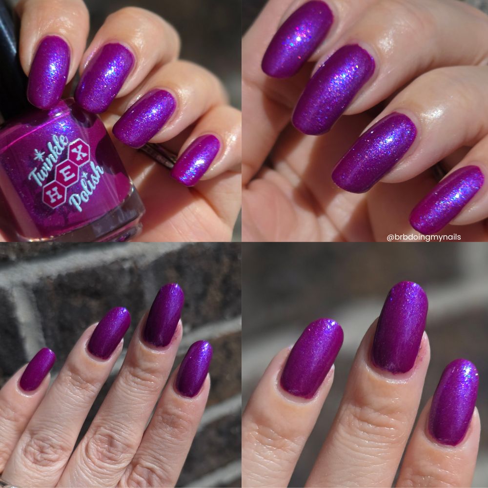 Blackberry Winter nail polish by Twinkle Hex Polish – bold handmade indie nail polish with flakes shimmer