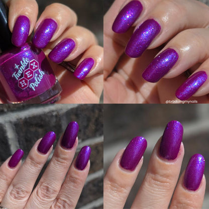 Blackberry Winter nail polish by Twinkle Hex Polish – bold handmade indie nail polish with flakes shimmer