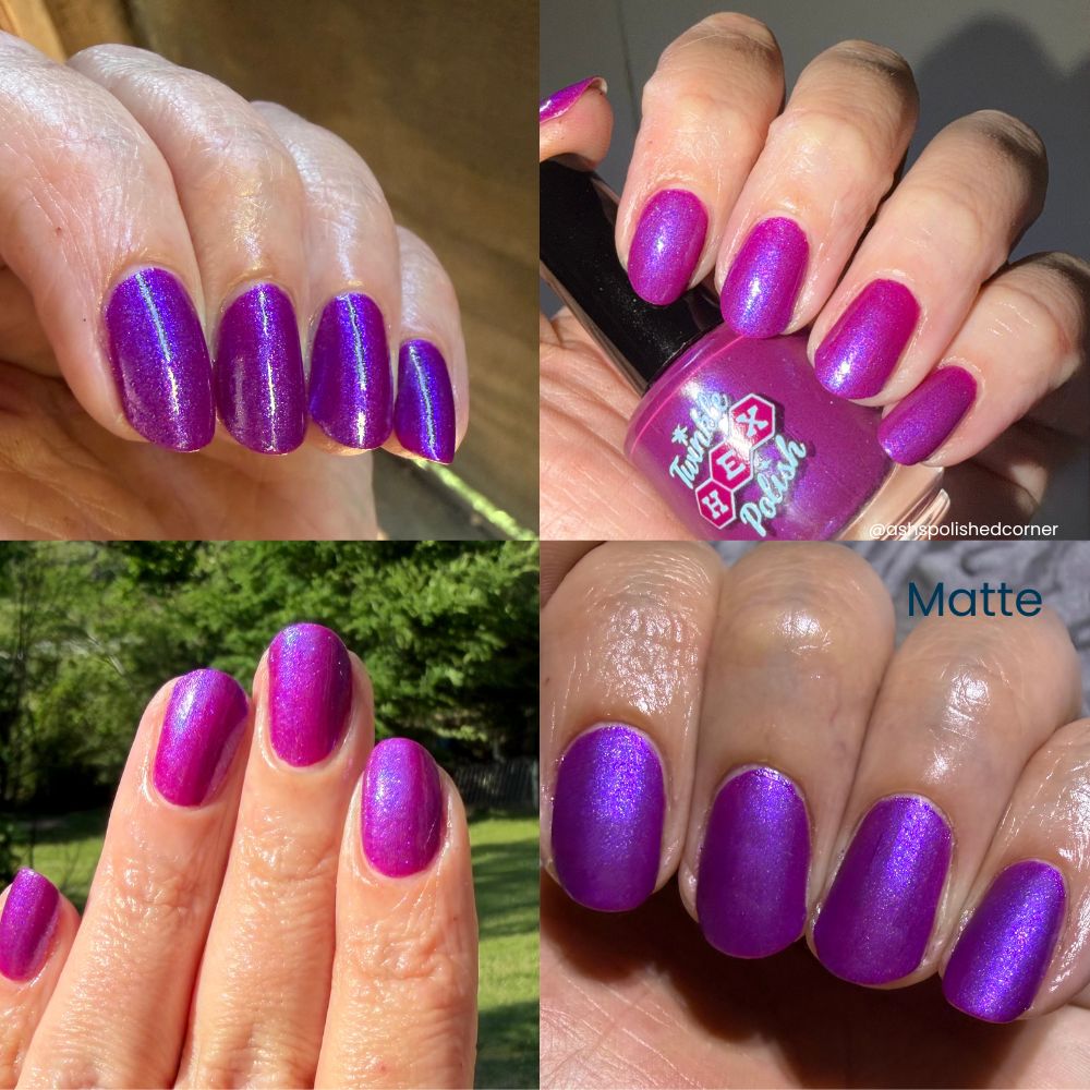 Blackberry Winter nail polish by Twinkle Hex Polish – bold handmade indie nail polish with flakes shimmer