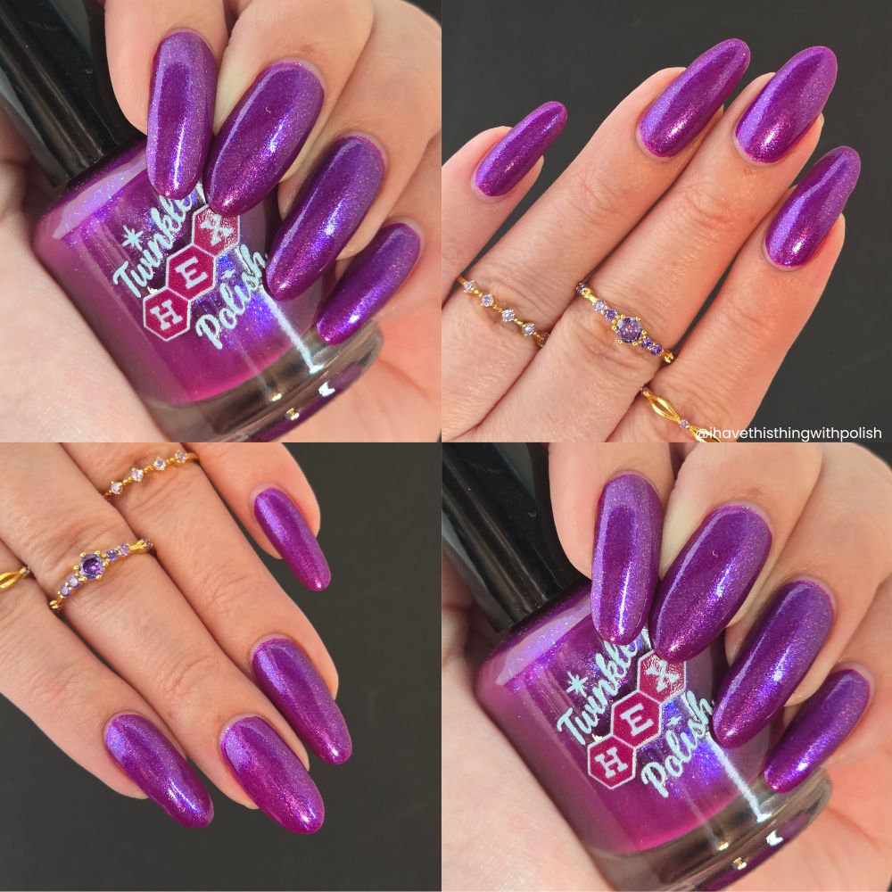 Blackberry Winter nail polish by Twinkle Hex Polish – bold handmade indie nail polish with flakes shimmer