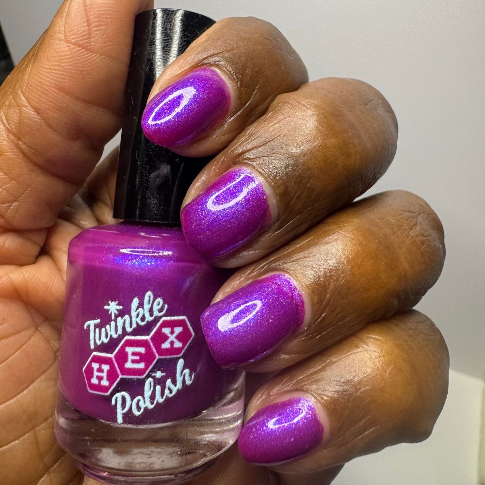 Blackberry Winter nail polish by Twinkle Hex Polish – bold handmade indie nail polish with flakes shimmer