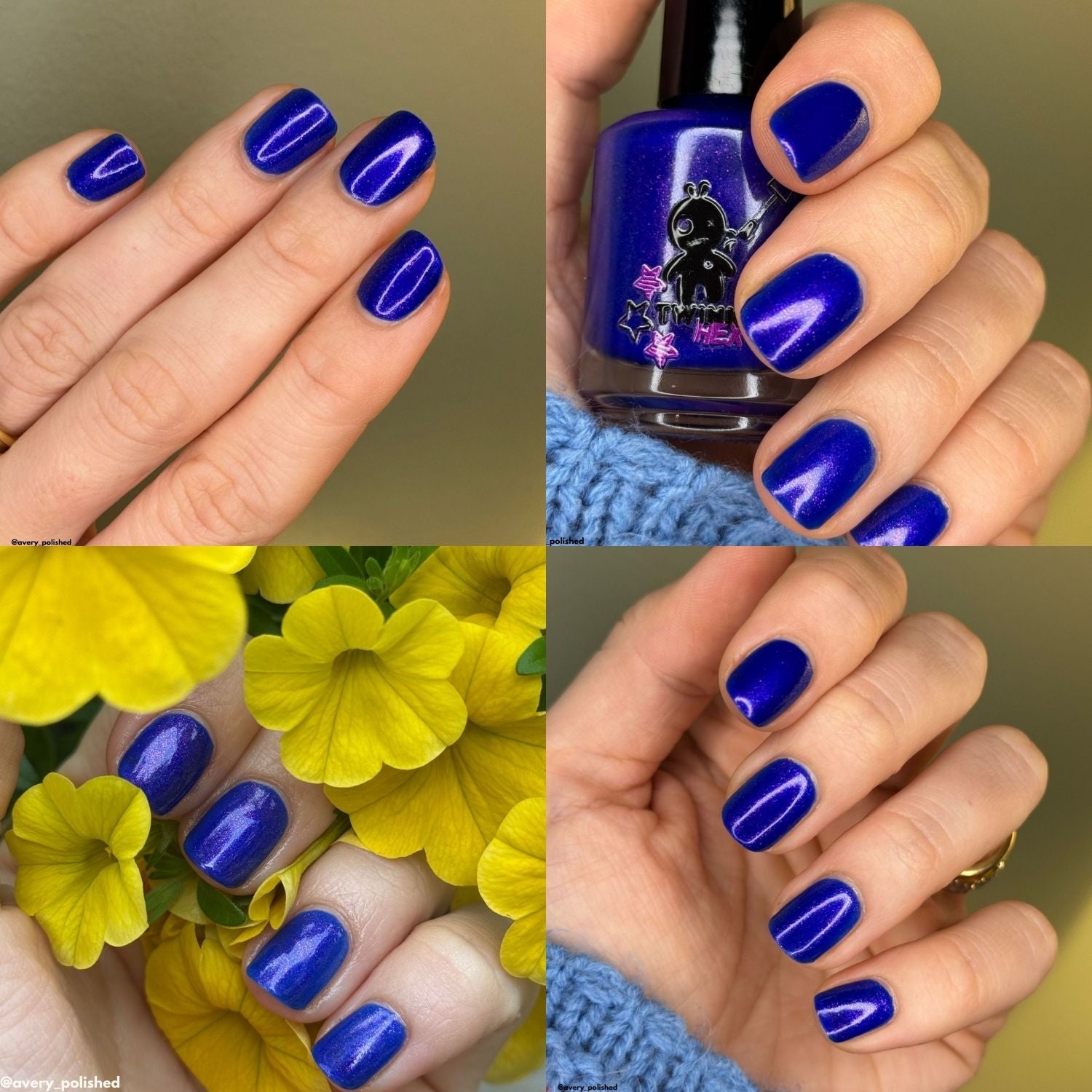 Blue Blazes nail polish by Twinkle & Hex Polish – bold handmade indie nail polish with flakes shimmer