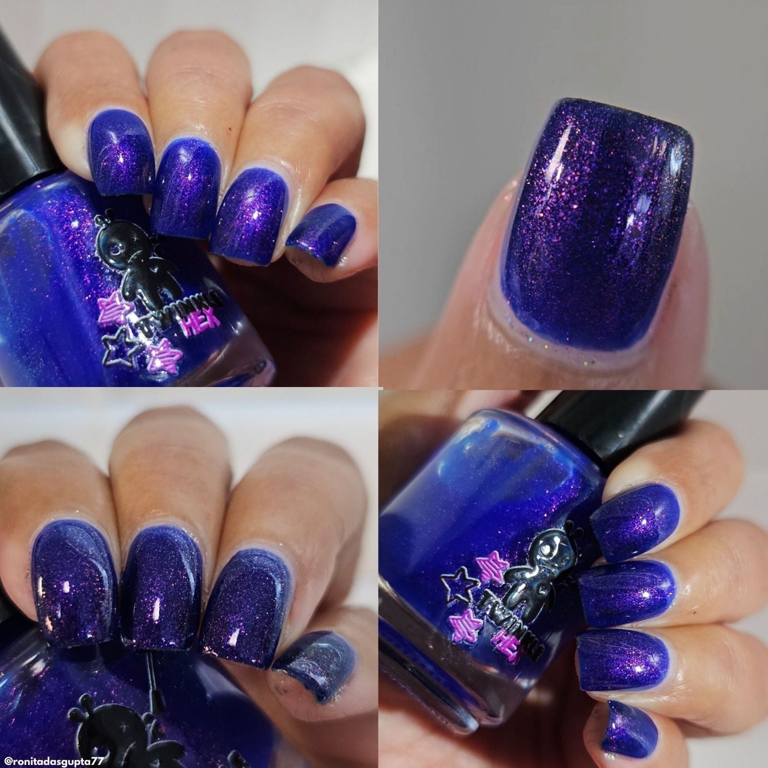 Blue Blazes nail polish by Twinkle & Hex Polish – bold handmade indie nail polish with flakes shimmer
