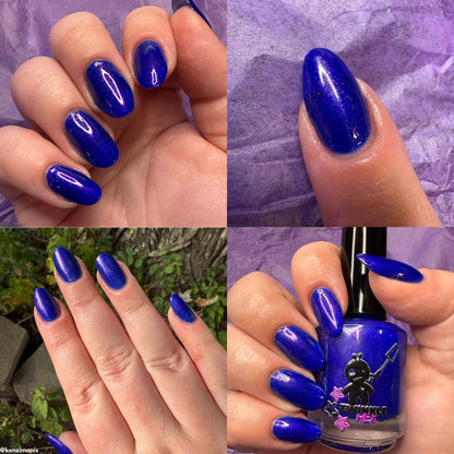 Blue Blazes nail polish by Twinkle & Hex Polish – bold handmade indie nail polish with flakes shimmer