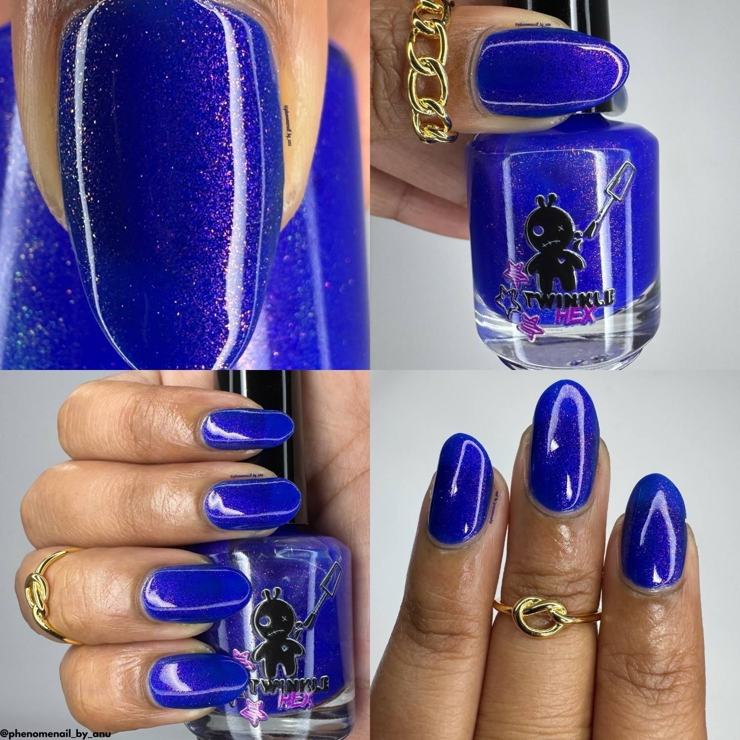 Blue Blazes nail polish by Twinkle & Hex Polish – bold handmade indie nail polish with flakes shimmer