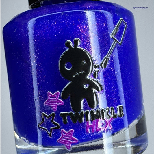 Blue Blazes nail polish by Twinkle & Hex Polish – bold handmade indie nail polish with flakes shimmer