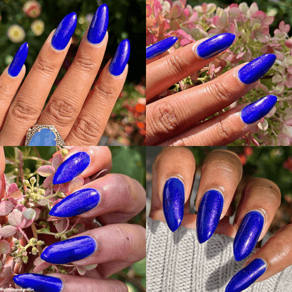 Blue Blazes nail polish by Twinkle & Hex Polish – bold handmade indie nail polish with flakes shimmer