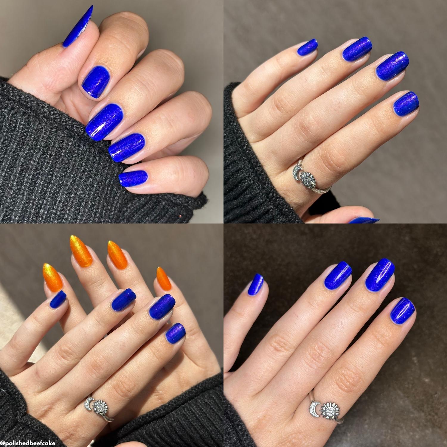 Blue Blazes nail polish by Twinkle & Hex Polish – bold handmade indie nail polish with flakes shimmer