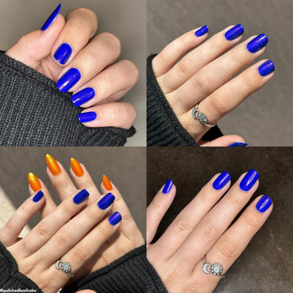 Blue Blazes nail polish by Twinkle & Hex Polish – bold handmade indie nail polish with flakes shimmer