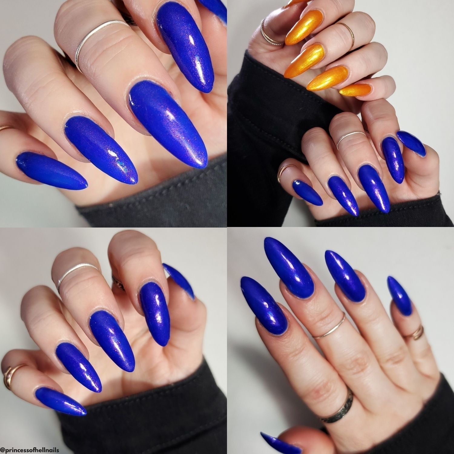 Blue Blazes nail polish by Twinkle & Hex Polish – bold handmade indie nail polish with flakes shimmer