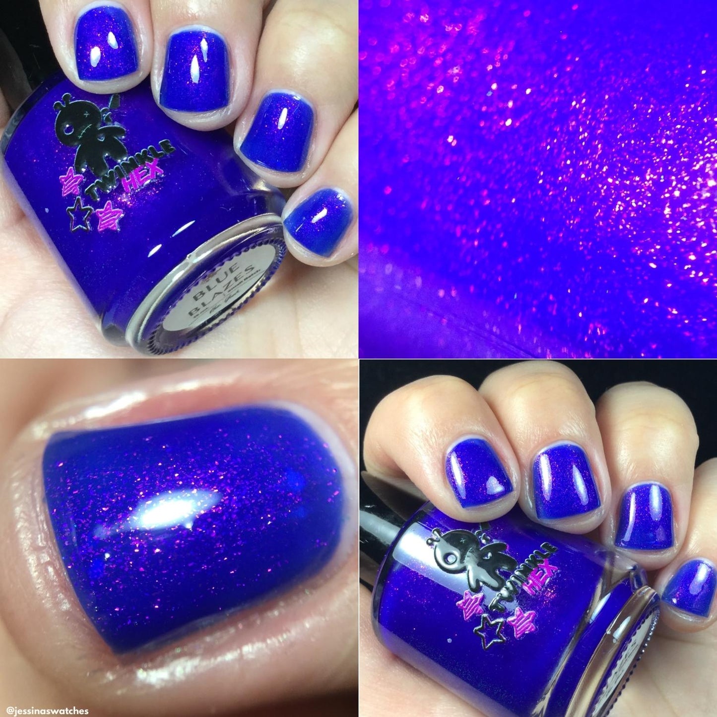 Blue Blazes nail polish by Twinkle & Hex Polish – bold handmade indie nail polish with flakes shimmer