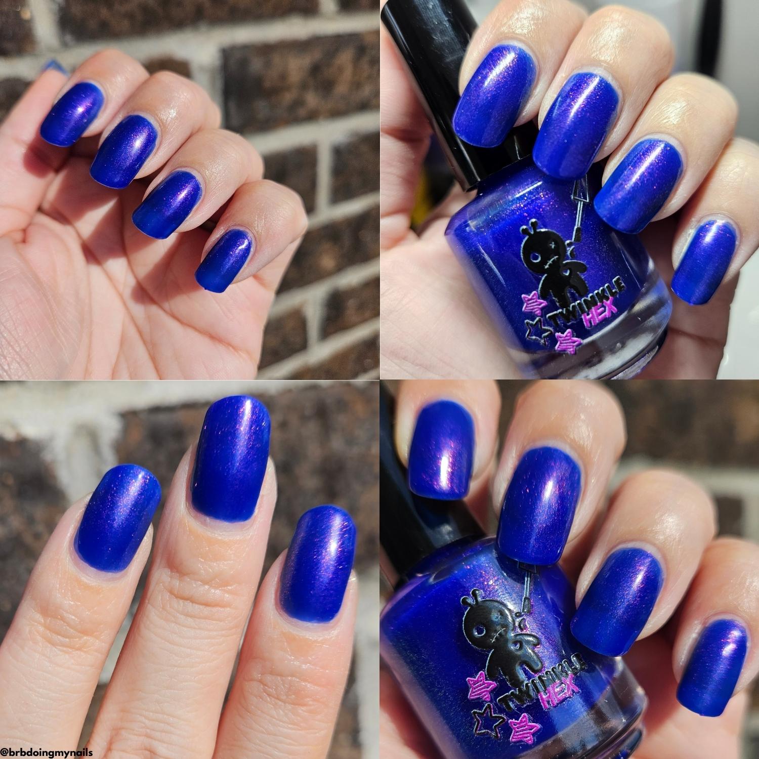 Blue Blazes nail polish by Twinkle & Hex Polish – bold handmade indie nail polish with flakes shimmer