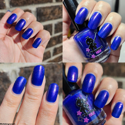 Blue Blazes nail polish by Twinkle & Hex Polish – bold handmade indie nail polish with flakes shimmer