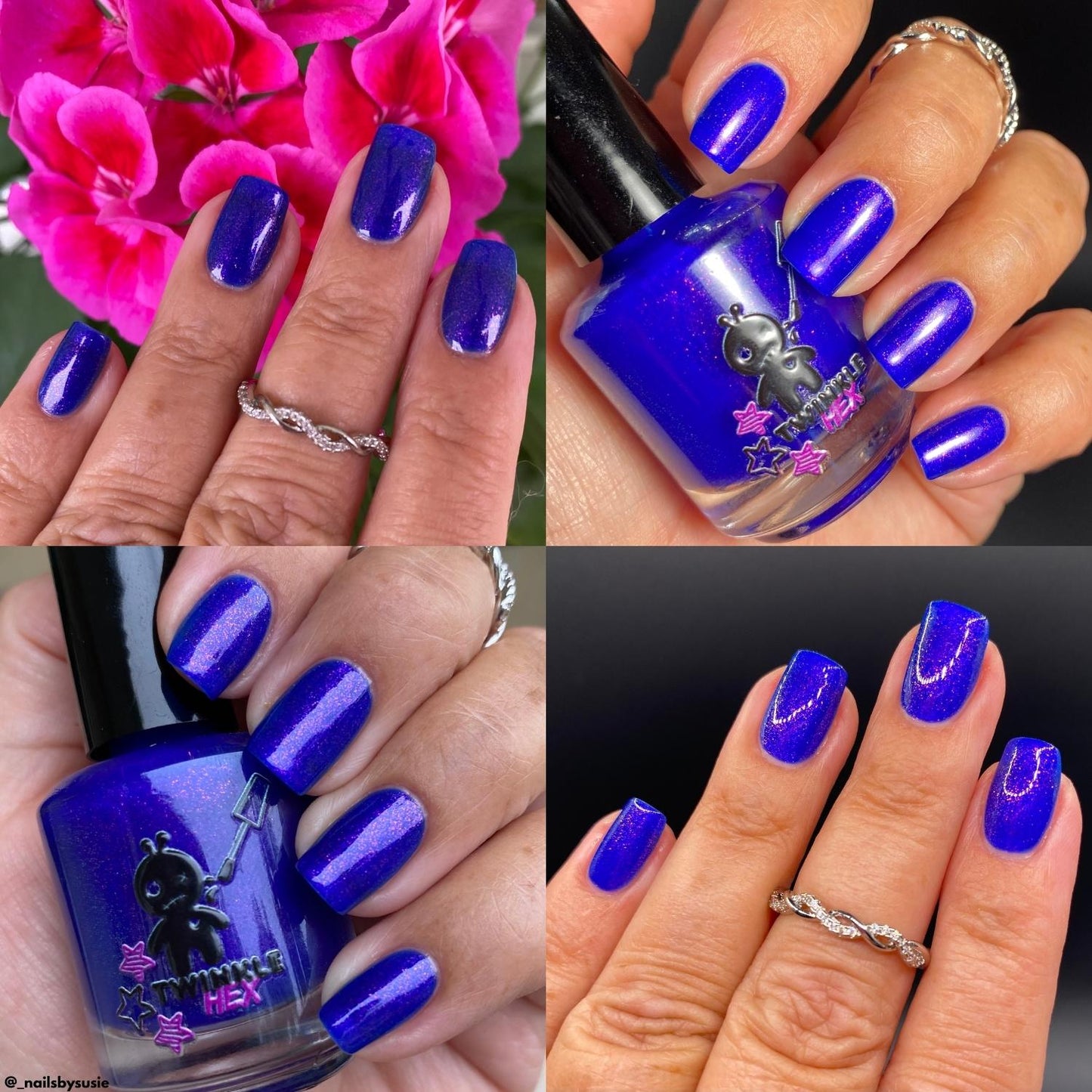 Blue Blazes nail polish by Twinkle & Hex Polish – bold handmade indie nail polish with flakes shimmer