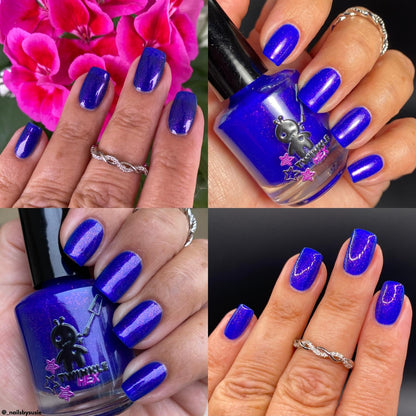 Blue Blazes nail polish by Twinkle & Hex Polish – bold handmade indie nail polish with flakes shimmer