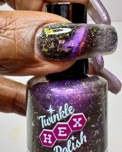 Blur The Lines nail polish by Twinkle Hex Polish – bold handmade indie nail polish with flakes shimmer