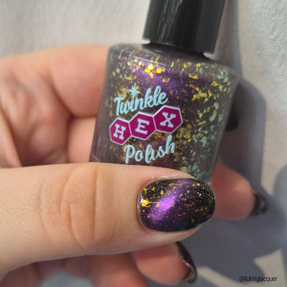 Blur The Lines nail polish by Twinkle Hex Polish – bold handmade indie nail polish with flakes shimmer