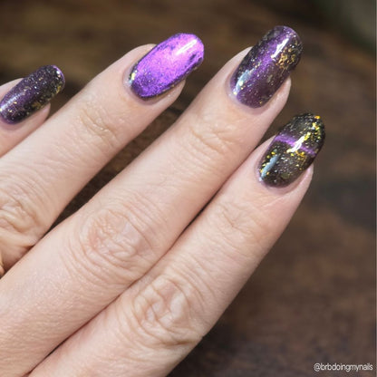Blur The Lines nail polish by Twinkle Hex Polish – bold handmade indie nail polish with flakes shimmer