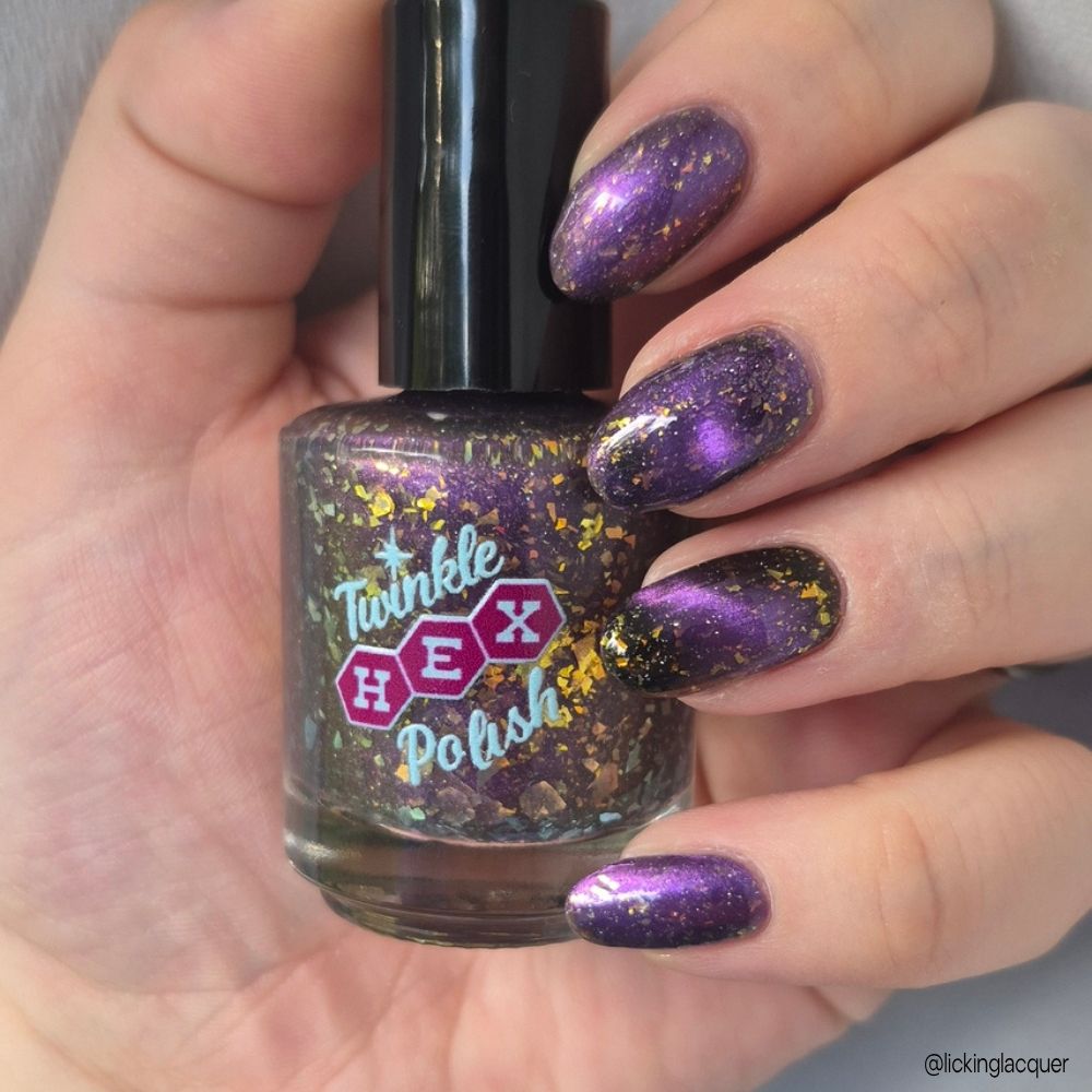 Blur The Lines nail polish by Twinkle Hex Polish – bold handmade indie nail polish with flakes shimmer