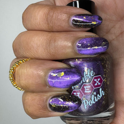 Blur The Lines nail polish by Twinkle Hex Polish – bold handmade indie nail polish with flakes shimmer