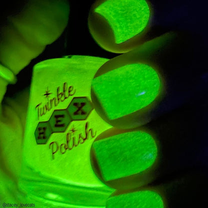 Can't Erase Their Glow nail polish by Twinkle Hex Polish – bold handmade indie nail polish with flakes shimmer