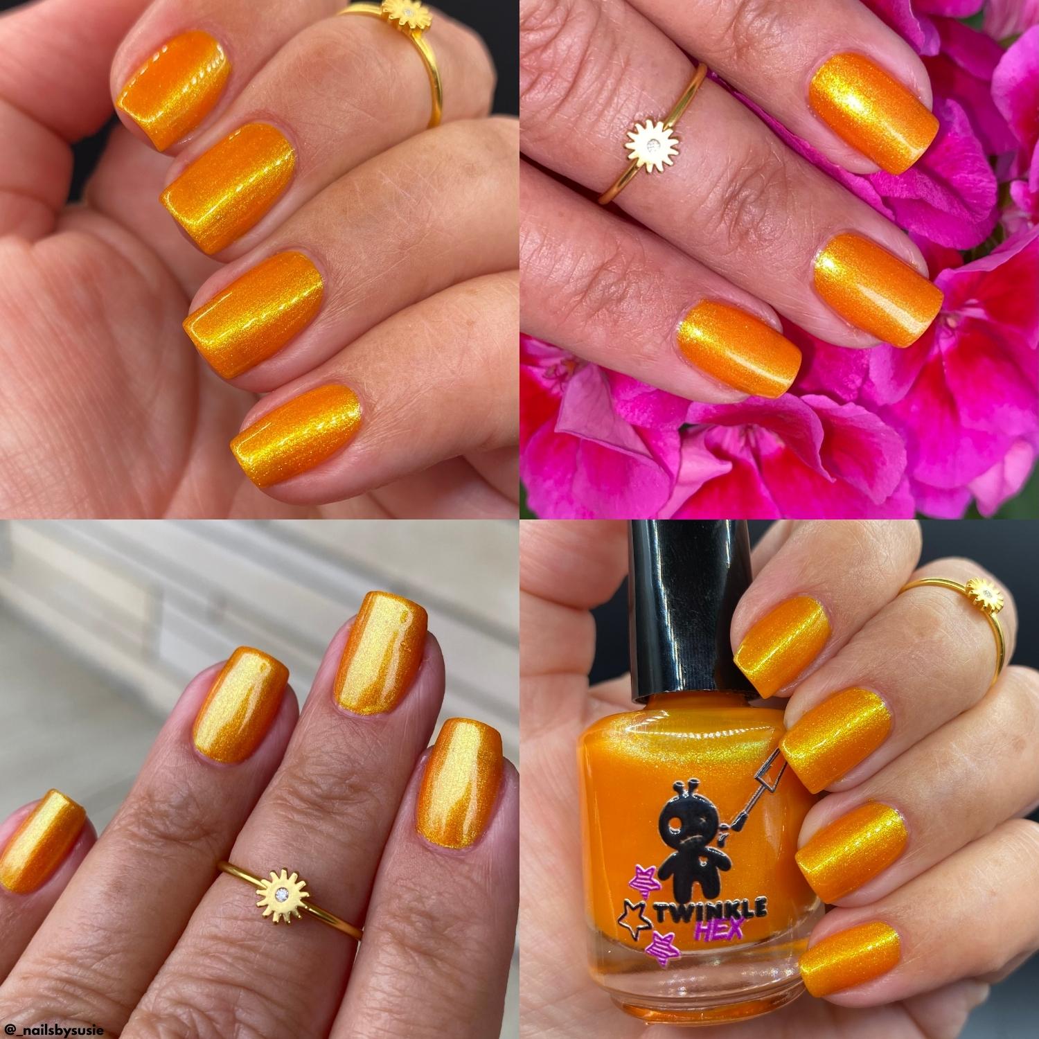 Citrus Got Real nail polish by Twinkle & Hex Polish – bold handmade indie nail polish with flakes shimmer