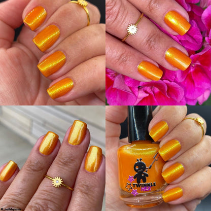 Citrus Got Real nail polish by Twinkle & Hex Polish – bold handmade indie nail polish with flakes shimmer