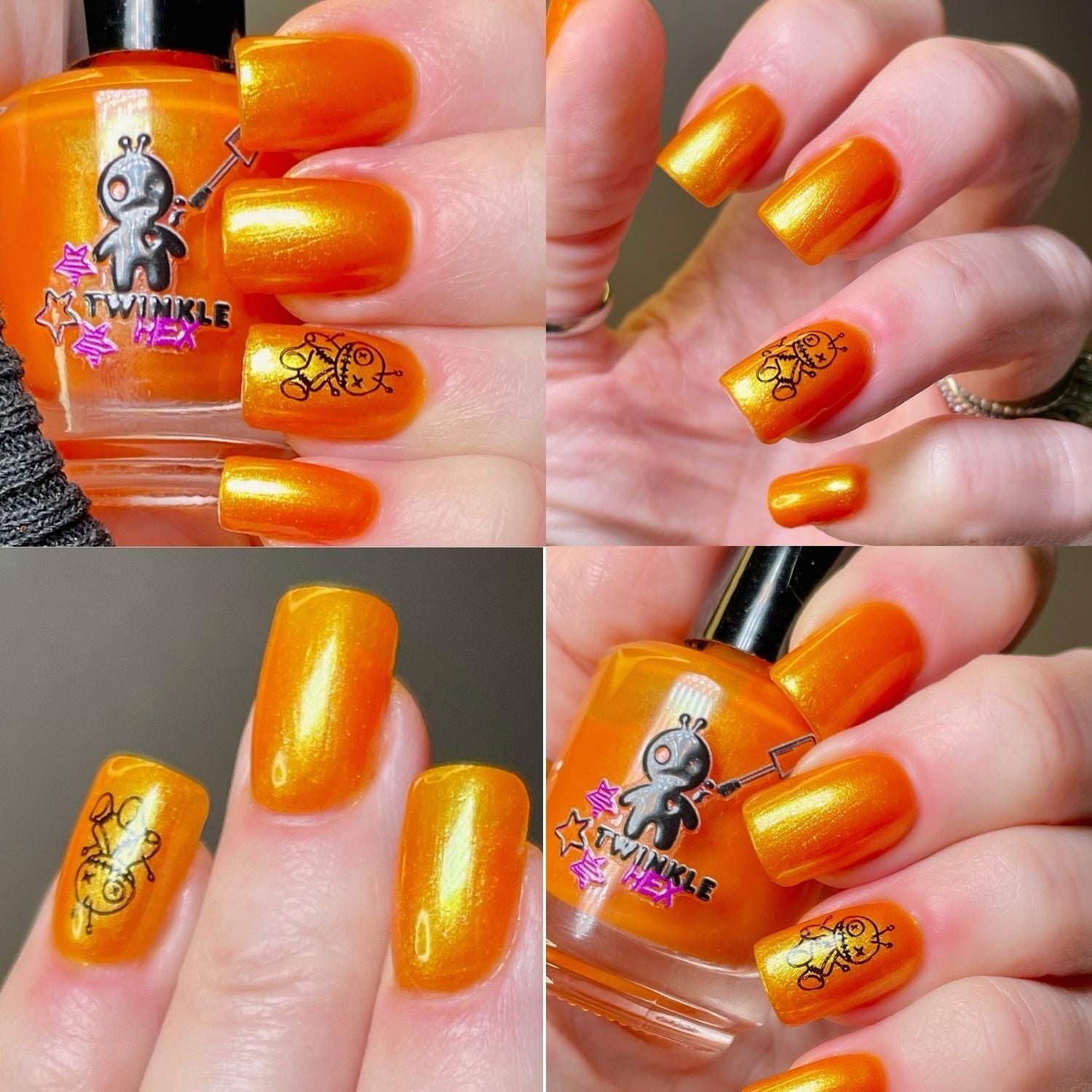 Citrus Got Real nail polish by Twinkle & Hex Polish – bold handmade indie nail polish with flakes shimmer