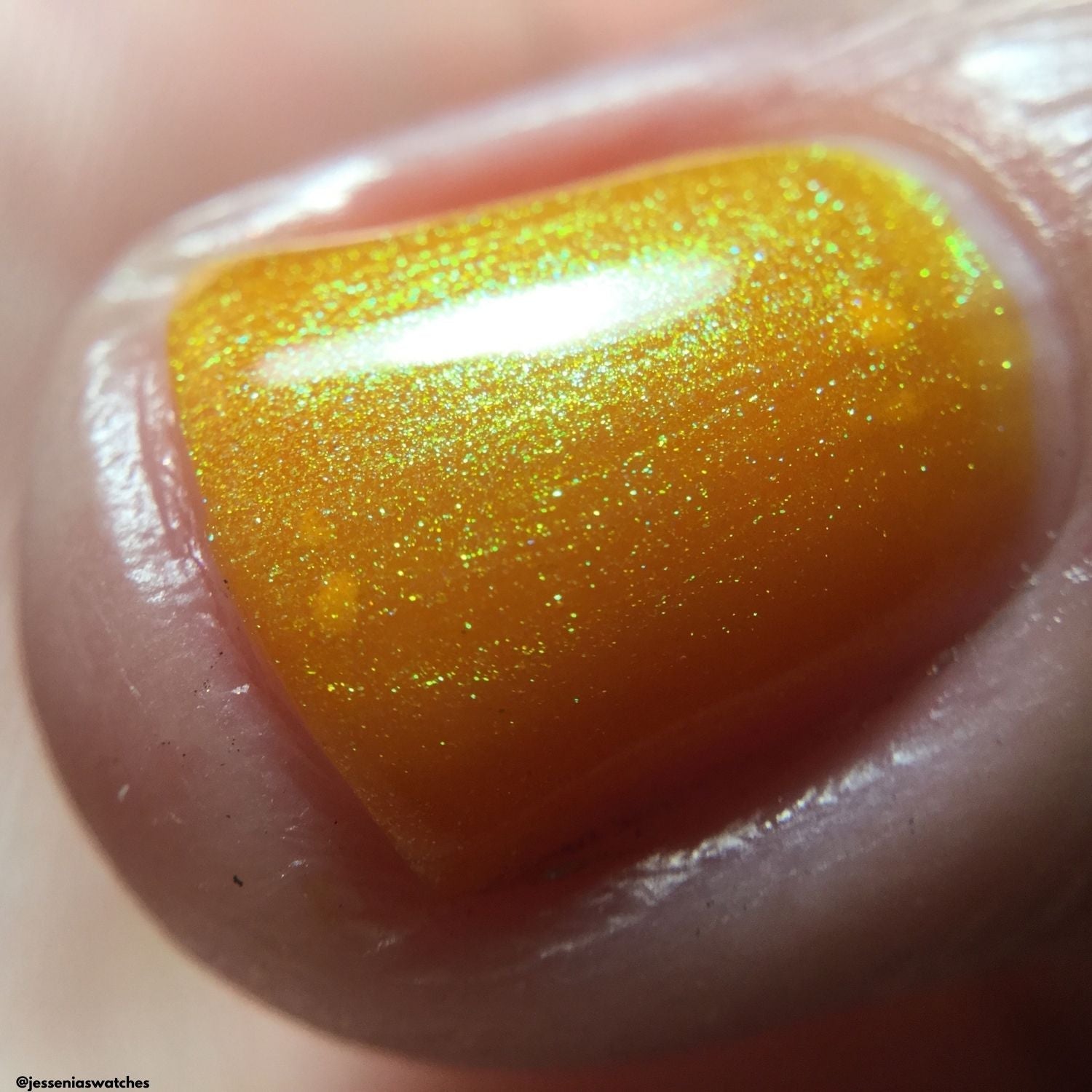 Citrus Got Real nail polish by Twinkle & Hex Polish – bold handmade indie nail polish with flakes shimmer