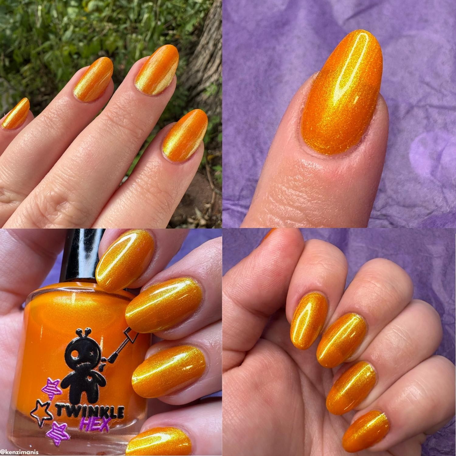 Citrus Got Real nail polish by Twinkle & Hex Polish – bold handmade indie nail polish with flakes shimmer