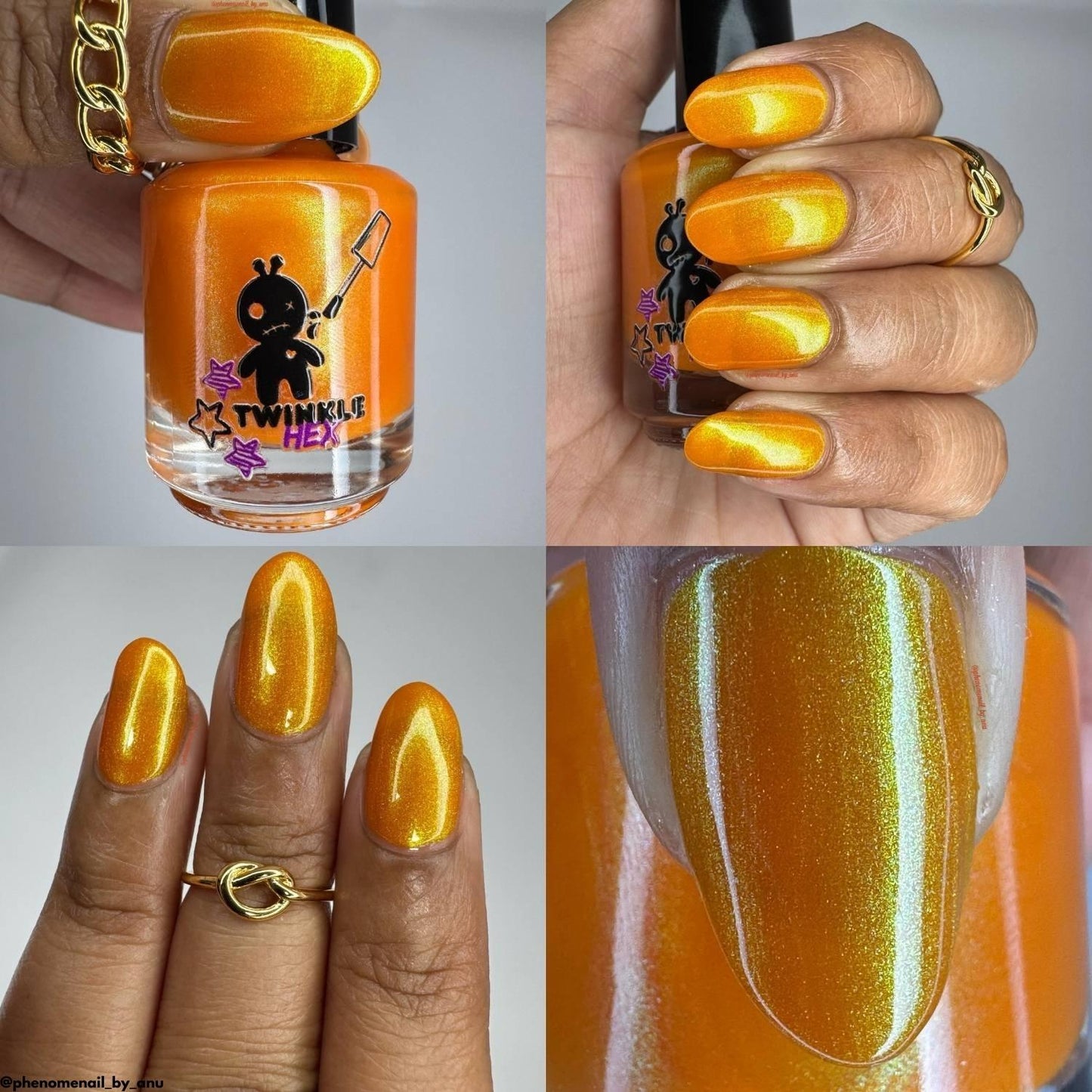 Citrus Got Real nail polish by Twinkle & Hex Polish – bold handmade indie nail polish with flakes shimmer