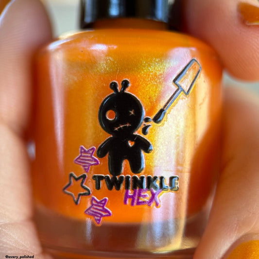 Citrus Got Real nail polish by Twinkle & Hex Polish – bold handmade indie nail polish with flakes shimmer