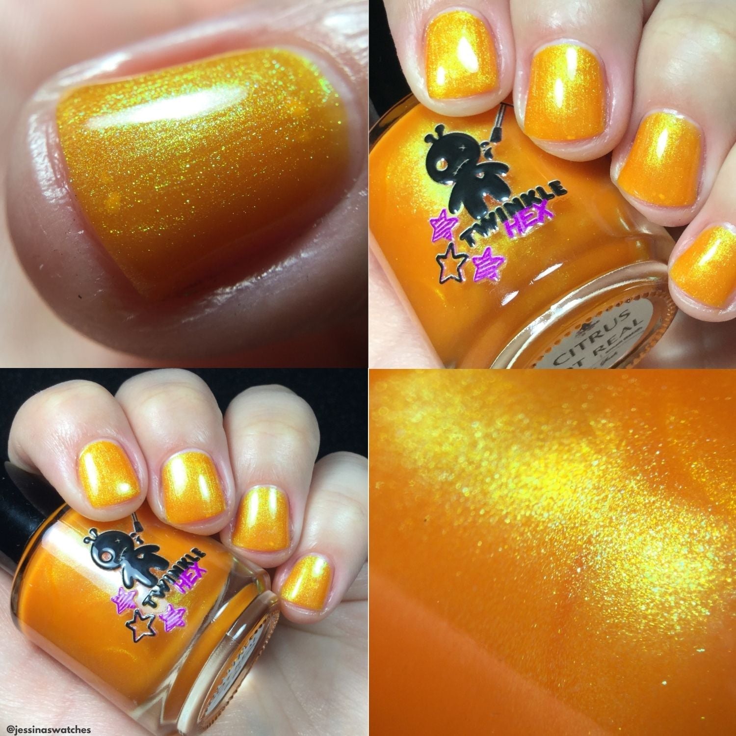 Citrus Got Real nail polish by Twinkle & Hex Polish – bold handmade indie nail polish with flakes shimmer