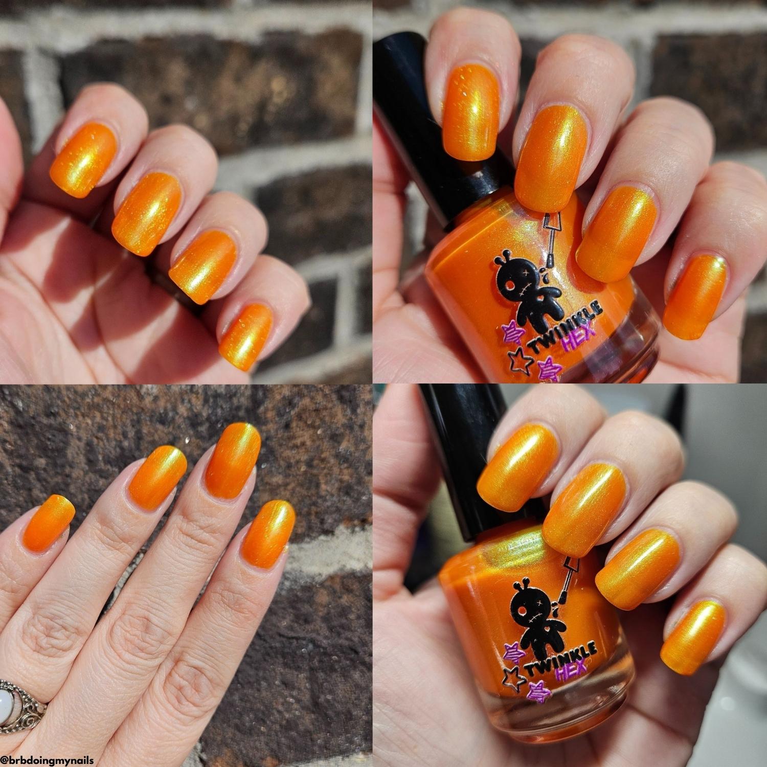 Citrus Got Real nail polish by Twinkle & Hex Polish – bold handmade indie nail polish with flakes shimmer