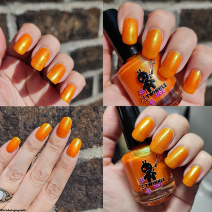 Citrus Got Real nail polish by Twinkle & Hex Polish – bold handmade indie nail polish with flakes shimmer