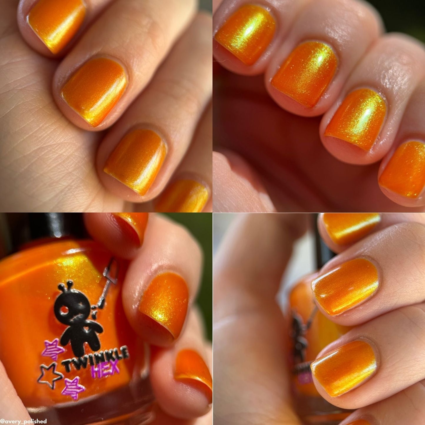 Citrus Got Real nail polish by Twinkle & Hex Polish – bold handmade indie nail polish with flakes shimmer