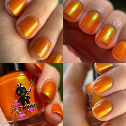 Citrus Got Real nail polish by Twinkle & Hex Polish – bold handmade indie nail polish with flakes shimmer