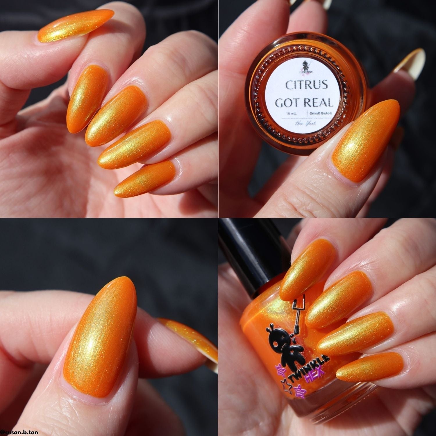 Citrus Got Real nail polish by Twinkle & Hex Polish – bold handmade indie nail polish with flakes shimmer
